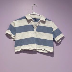 Collard blue and yellow cropped shirts
